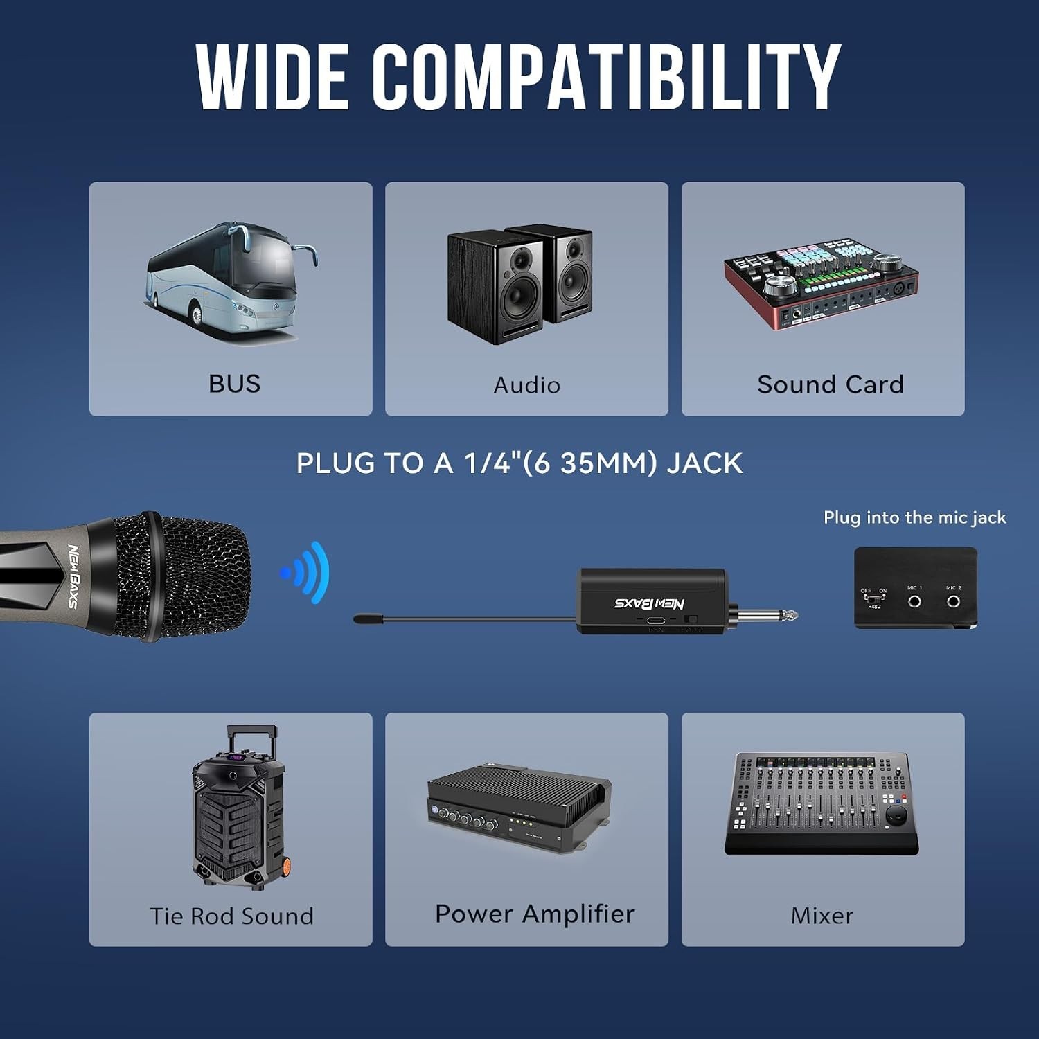 Dual Wireless Microphone System with Rechargeable Receiver for Karaoke & Events