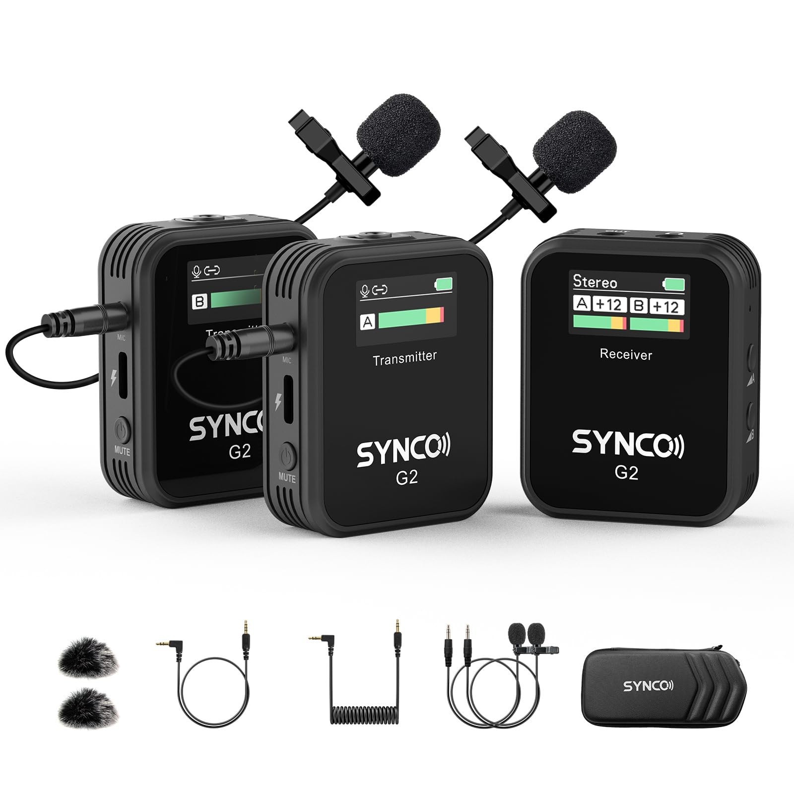 Wireless Lavalier Microphone, G2(A2) 2.4G Dual Transmitter 48KHz 24Bit Lapel …