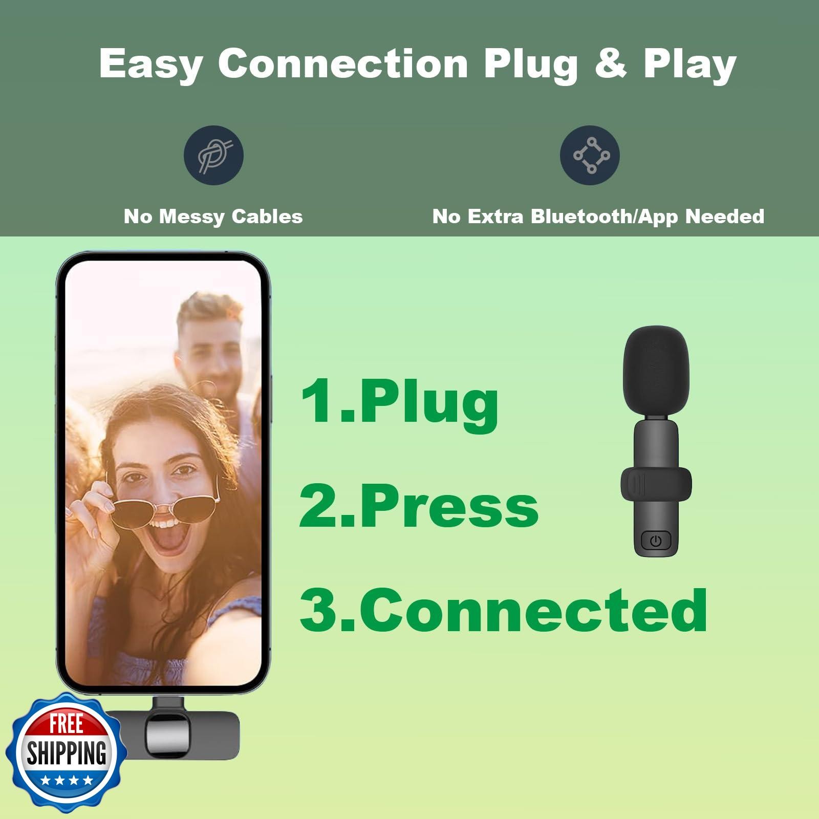 Yiudbaoo Wireless Lavalier Microphone for Type C USB-C Smartphones, PC Device