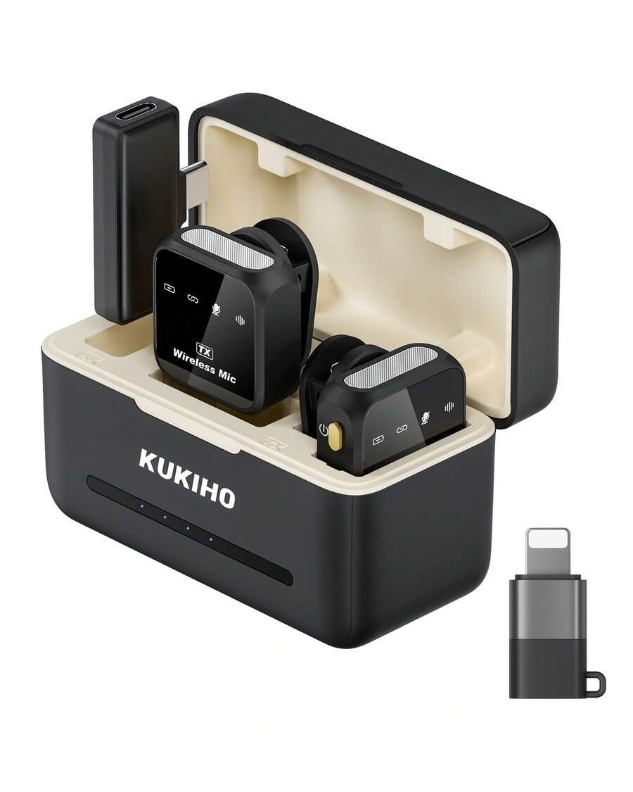 KUKIHO Wireless Lavalier Microphone with Charging Case for Phone Pad