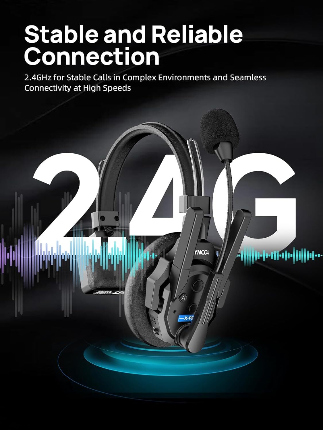 SYNCO XTALK XPRO Wireless Intercom Headset Communication System 2.4GHz 1Pcs