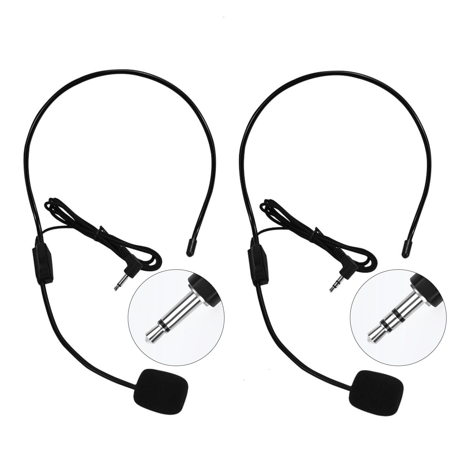 HUACAM Set of 2 Headset Microphone, Flexible Wired Boom for Voice Amplifier,T…
