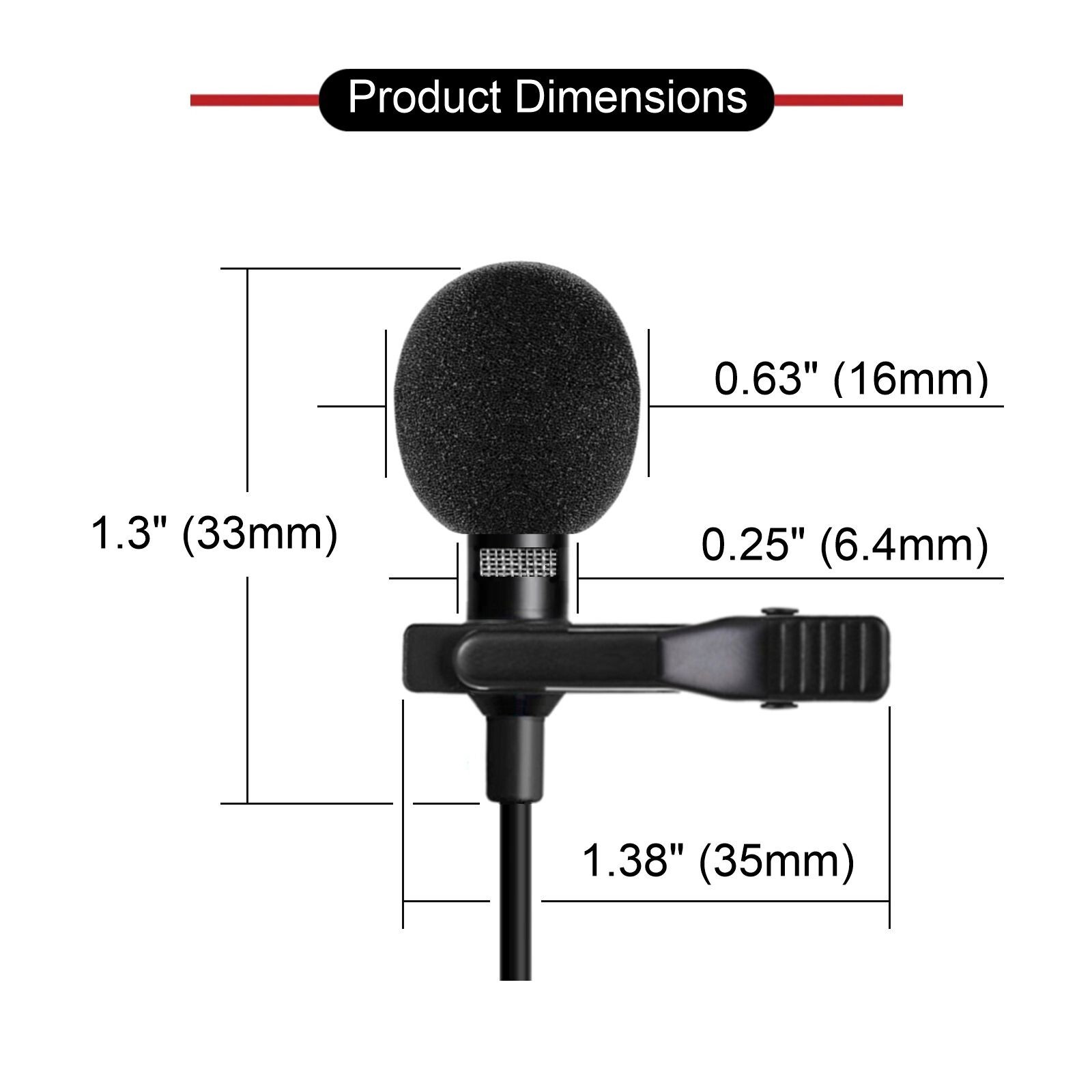 Professional Clip-on Lavalier Lapel Microphone 3.5mm 3-4 Pin TRS-TRRS Plug