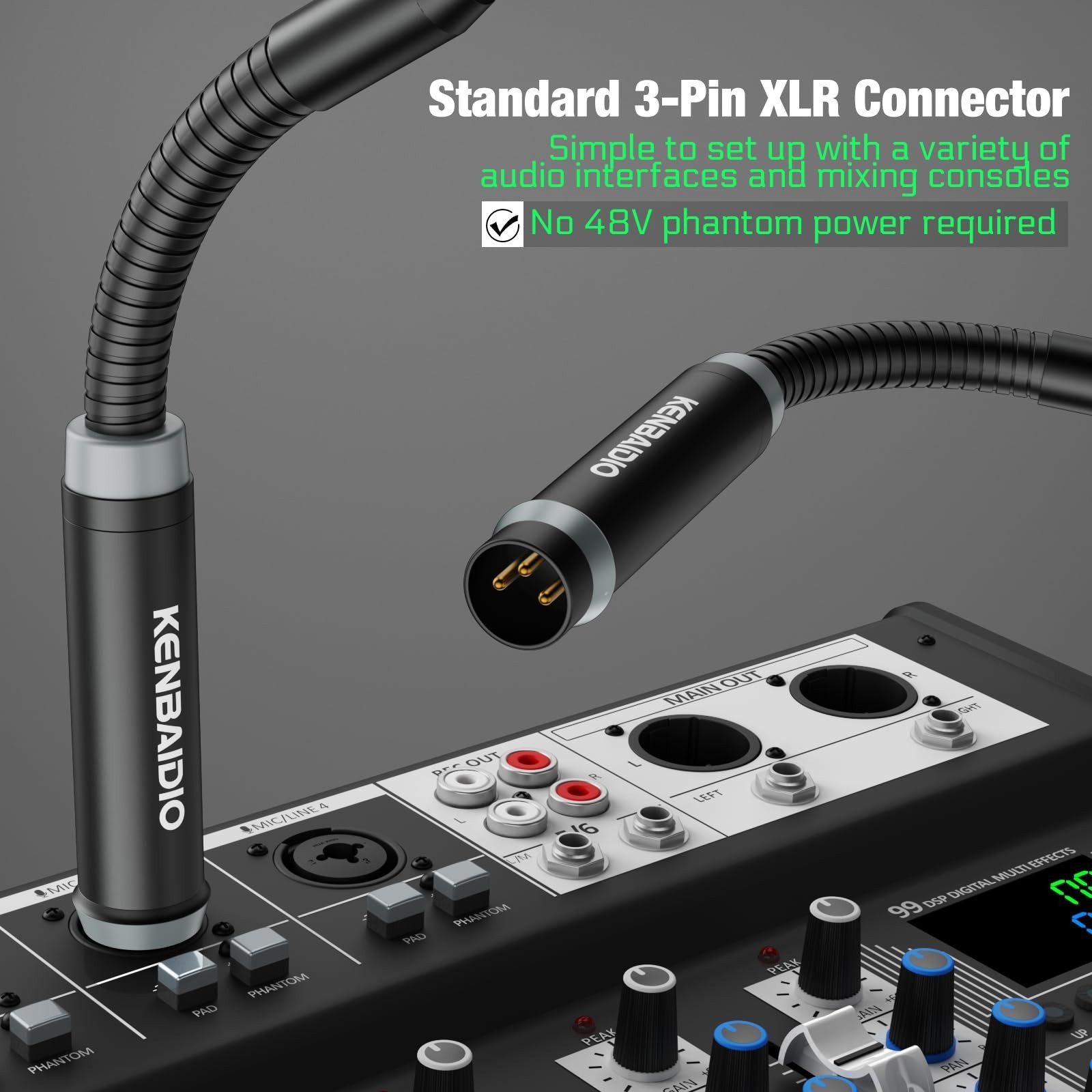 Flexible 17″ Gooseneck XLR Dynamic Microphone for Karaoke, DJ, Video Conferencin
