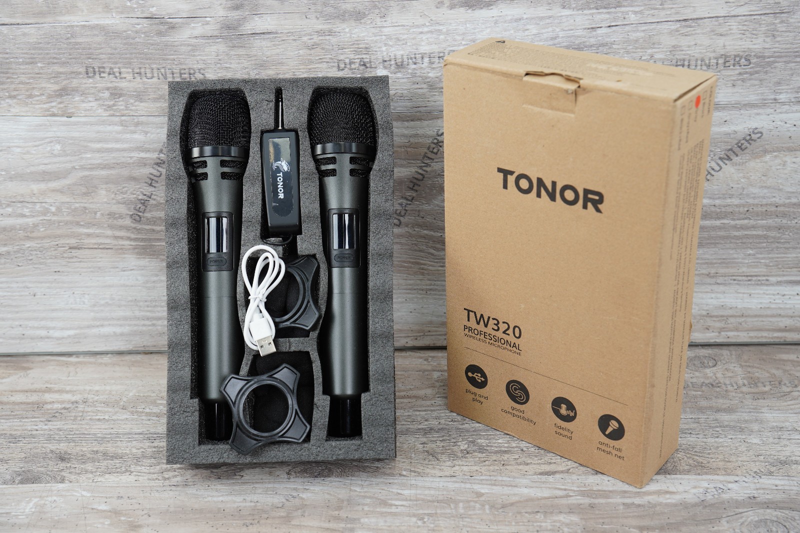 TONOR TW320 Wireless Microphones (Gray) new open box