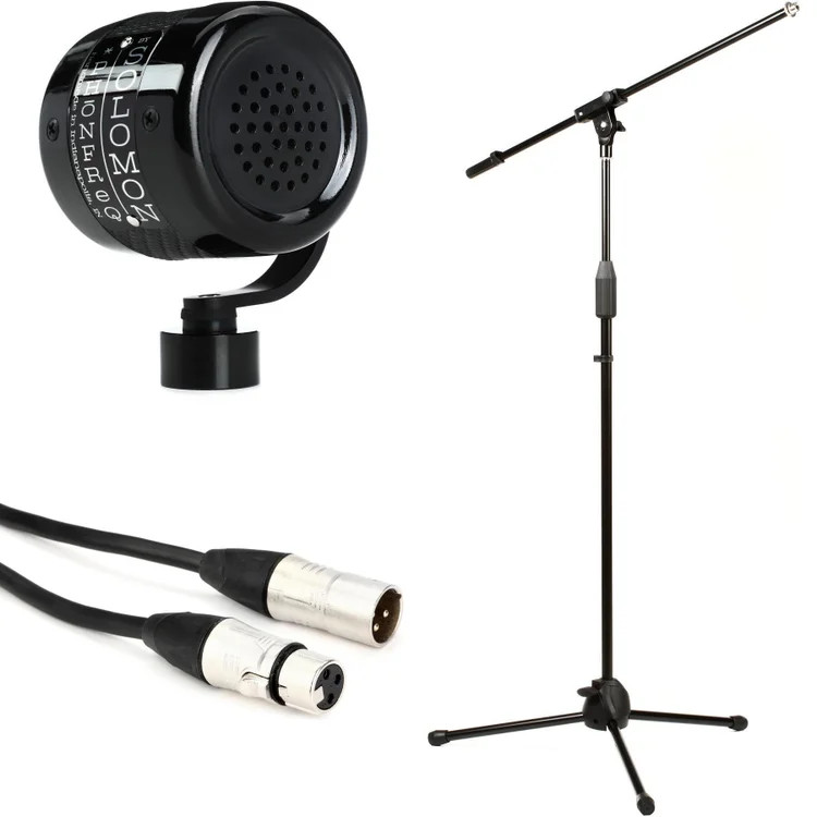 Solomon PhonFreq Telephone-style Dynamic Microphone with Stand and Cable – Black
