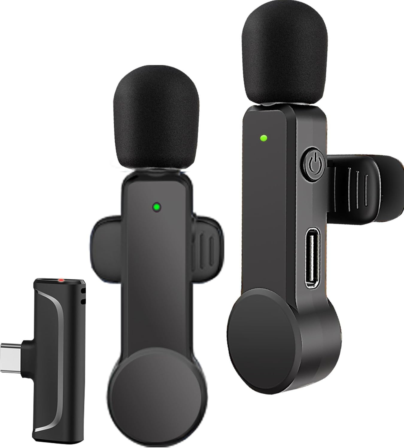 2 Pack Lavalier Microphone USB C Wireless Lav Mic for Android Phone Noise Cancel