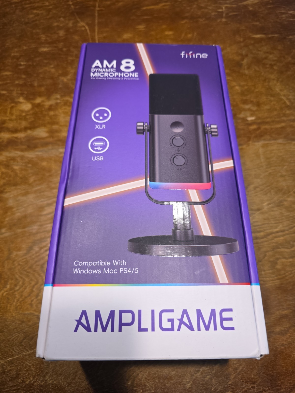 Fifine AmpliGame AM8 Dynamic Mic USB/XLR Cardioid Mute Monitor Jack Pink