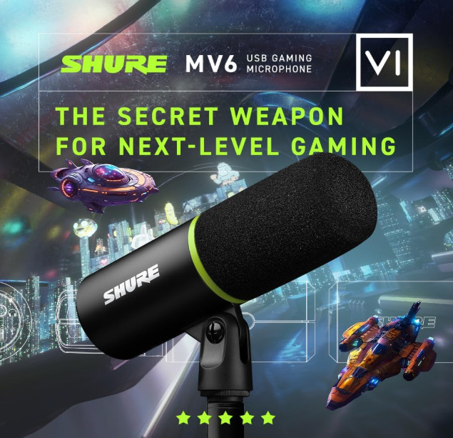 NEW_Shure MV6 USB Gaming Microphone_Streaming & Recording_Dynamic USB PC mic