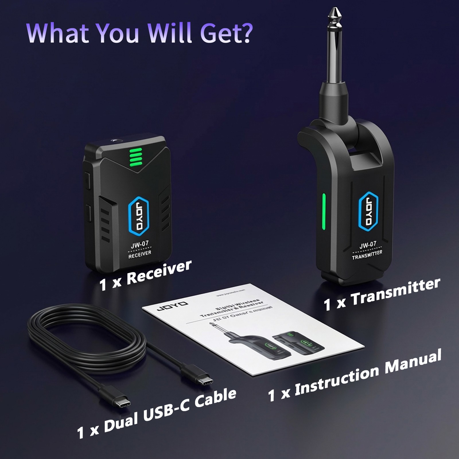 JOYO Wireless in Ear Monitor System 2.4G Auto Pairing Stereo Transmitter Receive