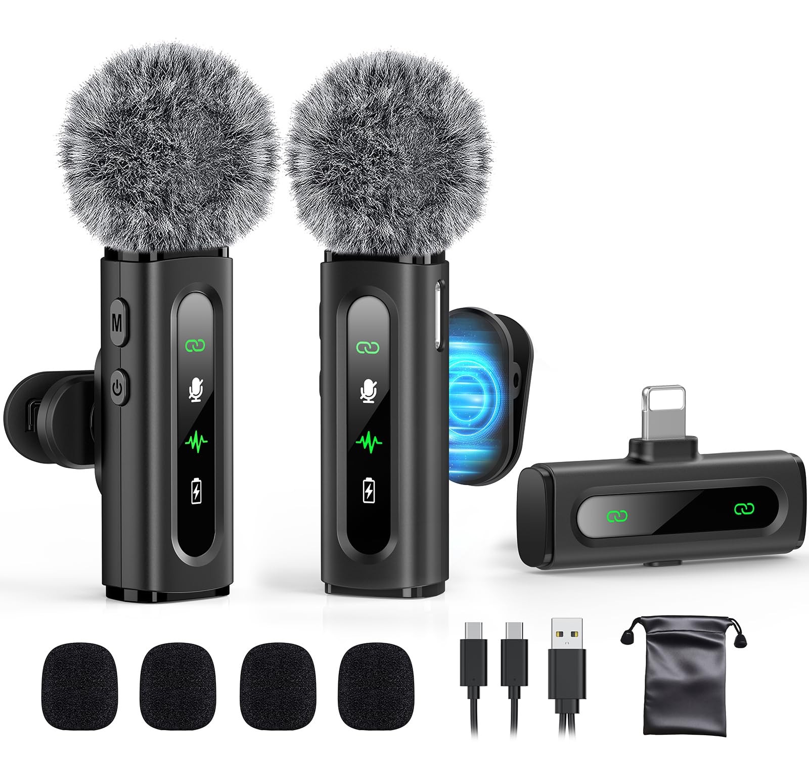 GoorDik Wireless Lavalier Microphone for Without Charging Case Matte Black
