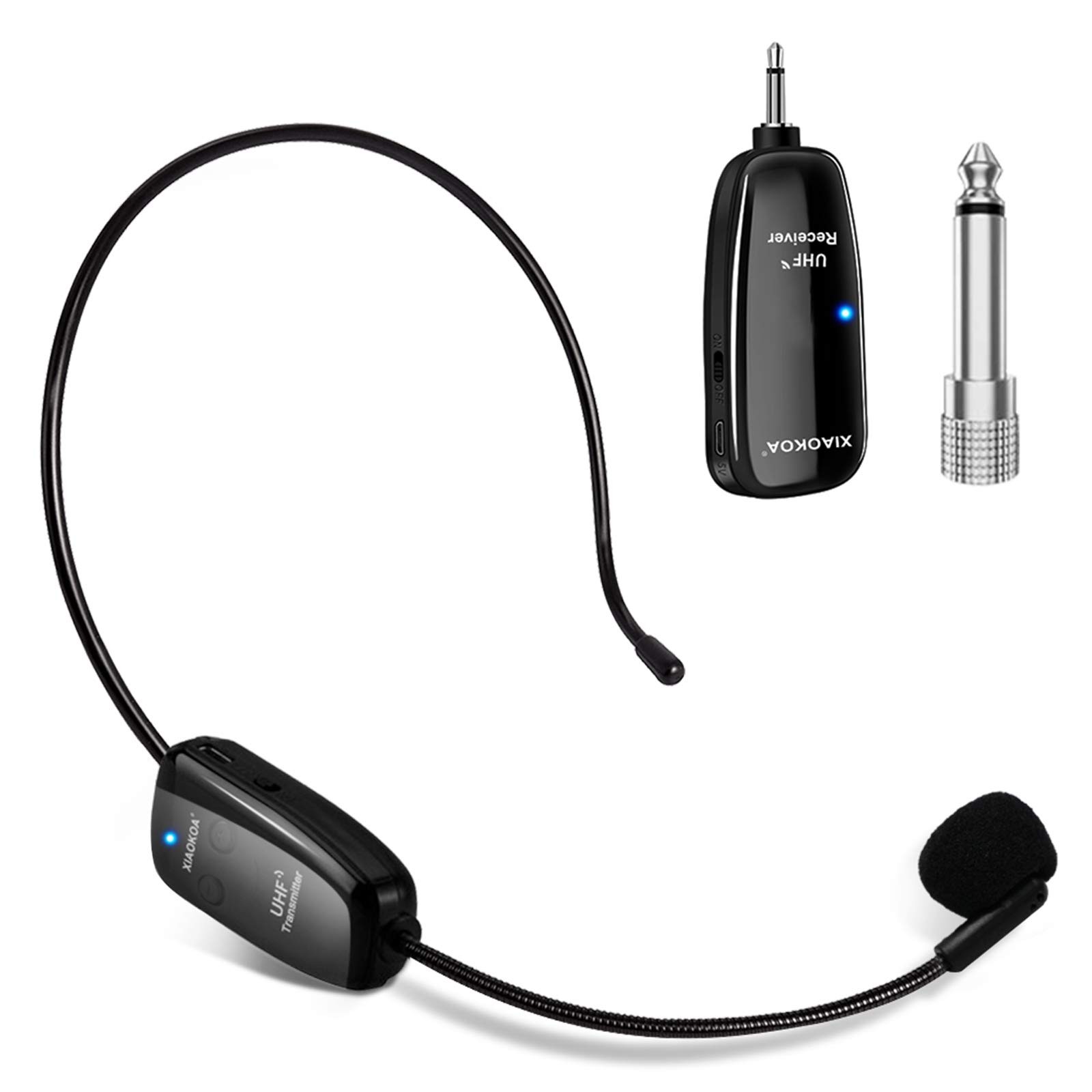 UHF12 Wireless Microphone Headset, 160ft Range, Dual Micro USB Charging, Suit…