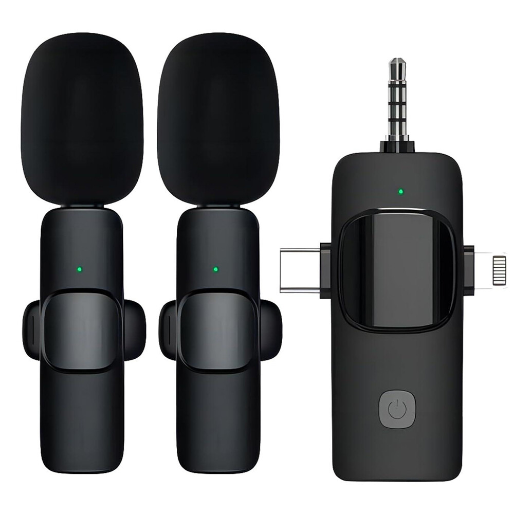 Lavalier Wireless Microphone Audio Video Recording Mini Mic For Android/iphone