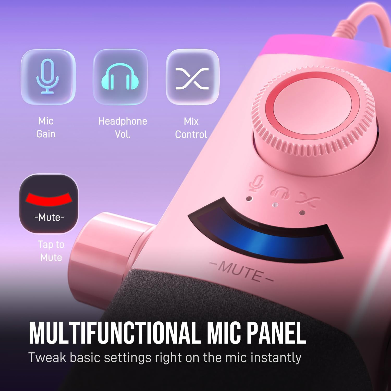 XLR/USB Gaming Microphone Kit with Boom Arm Stand, RGB Streaming Mic for Compute