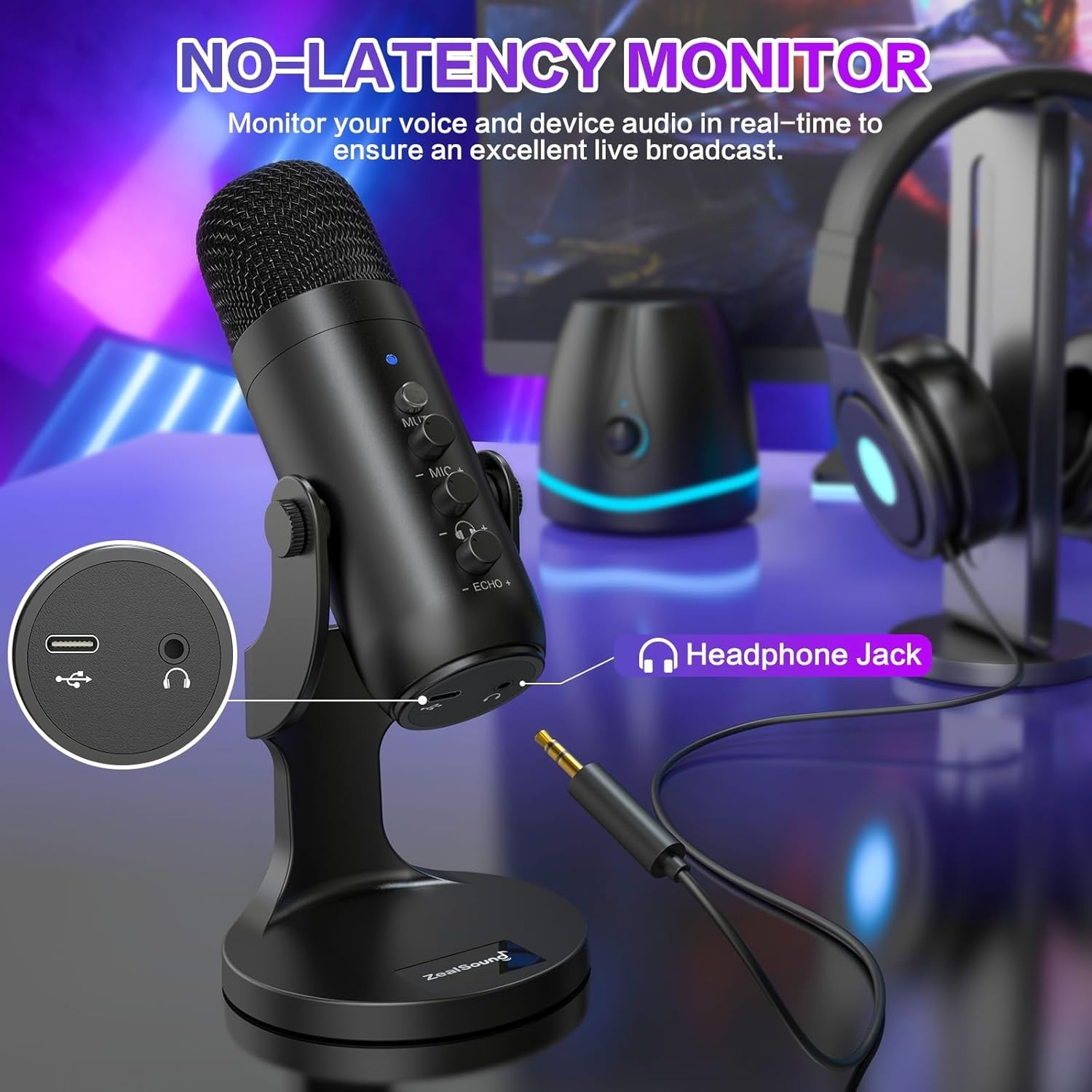 Professional USB Microphone with Noise Cancellation & Mute Button for PC Crea…