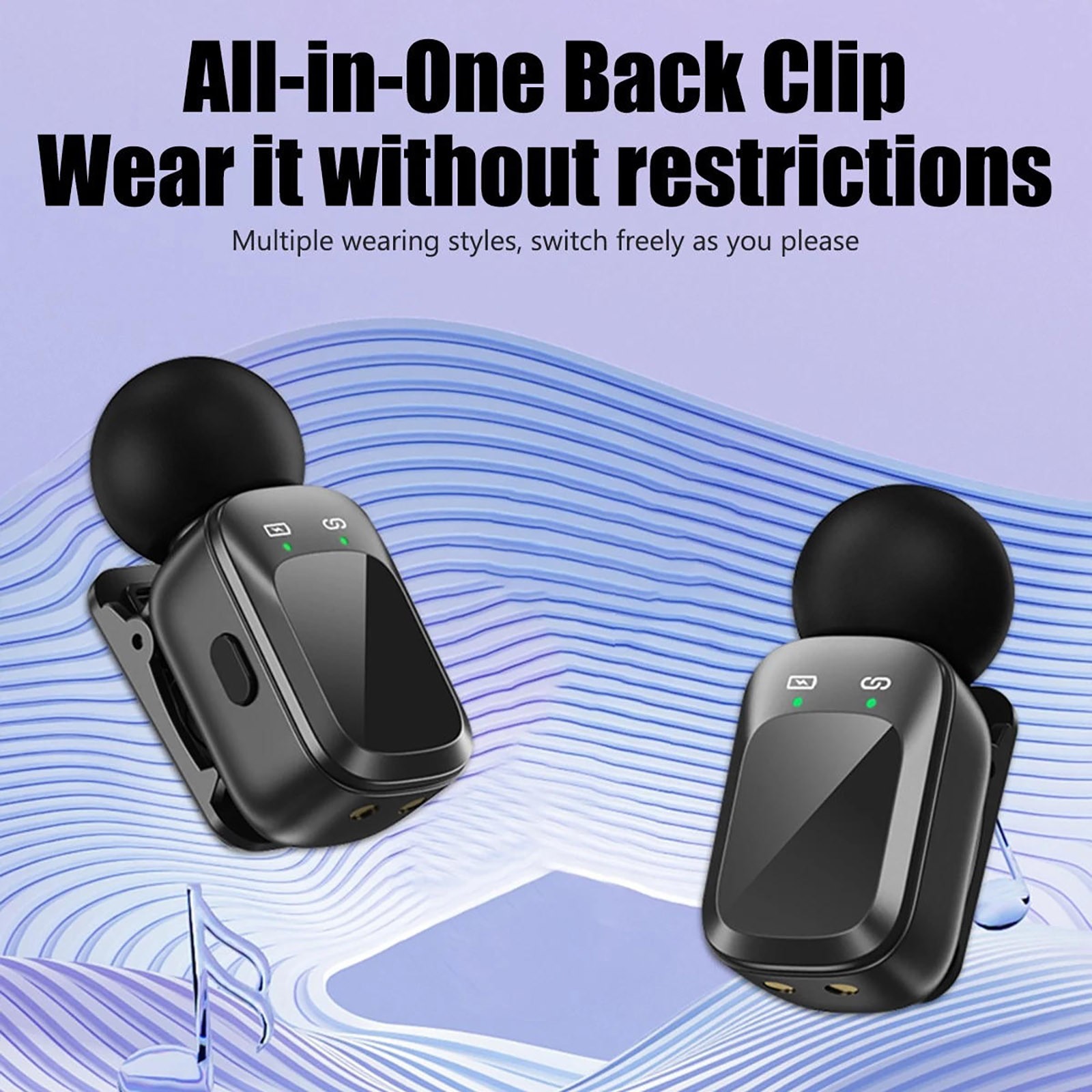 2.4G Wireless Lavalier Microphone for Type-C Phone USB-C Mini Mic 2-Pack System