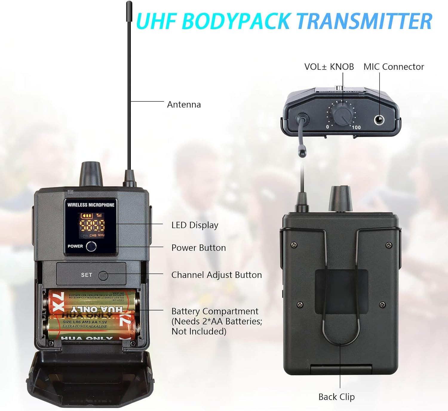 4-Channel Pro Wireless Microphone System for Karaoke & Church Events