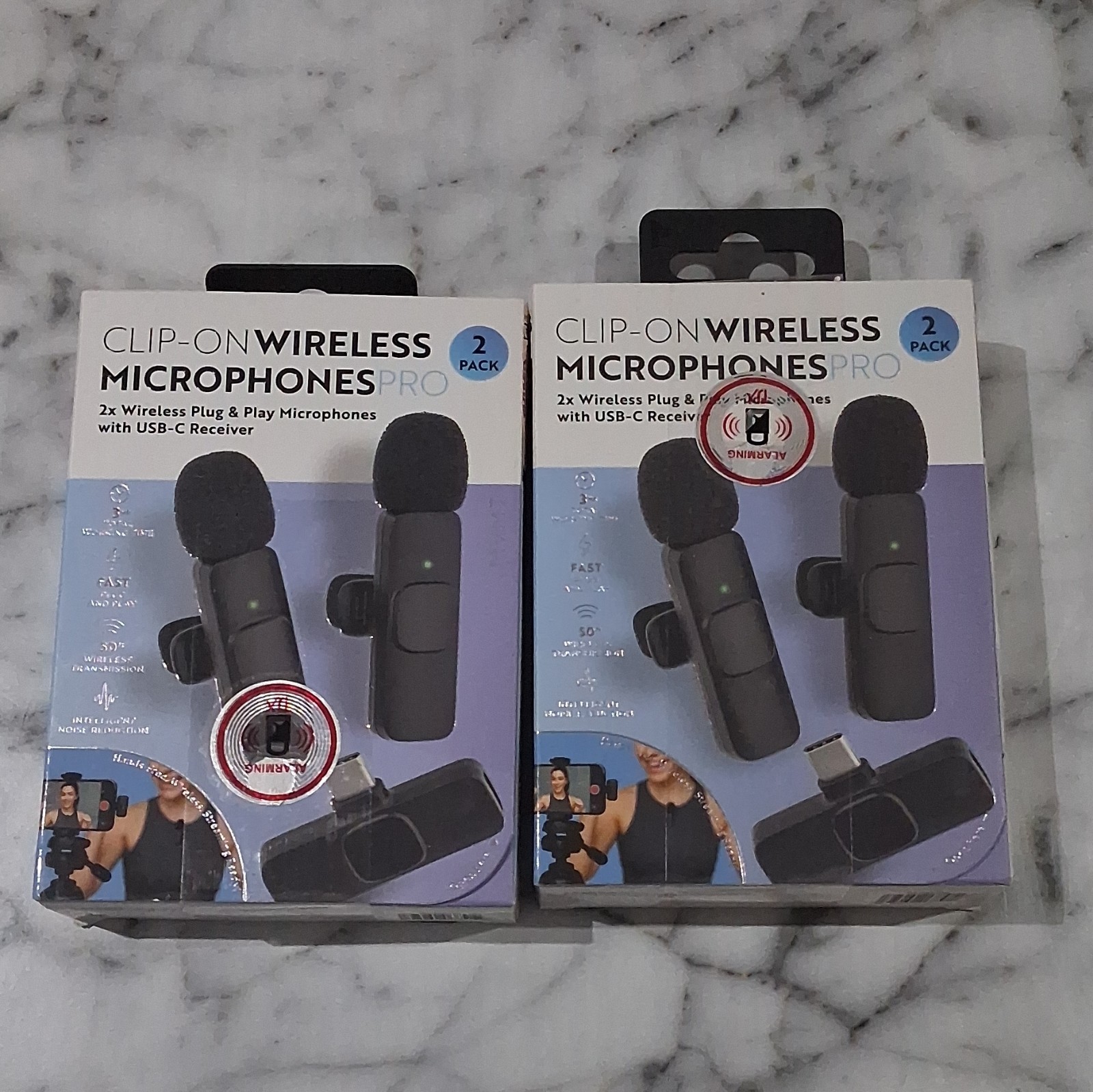 MVMT Clip-On Wireless Microphones Pro 2-Pack USB-C Plug & Play Lavalier Black