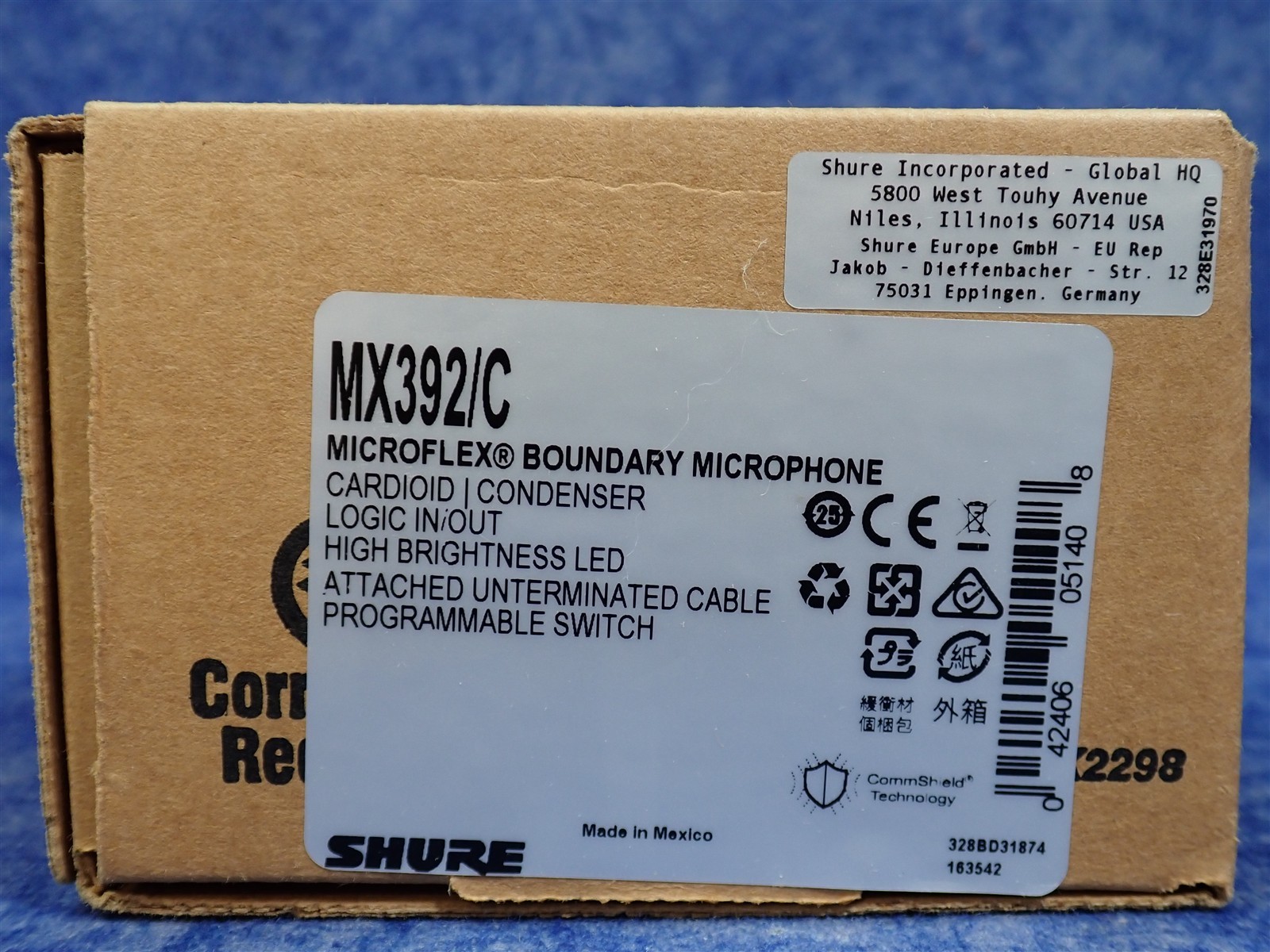 Shure MX392/C Microflex Cardioid Boundary Microphone Back Cable Exit (G93)