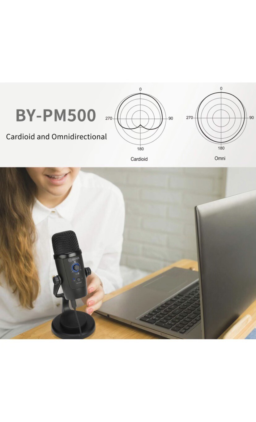 Boya BY-PM500 Type C USB Microphone Cardioid Condenser Studio Mic for Smartphone