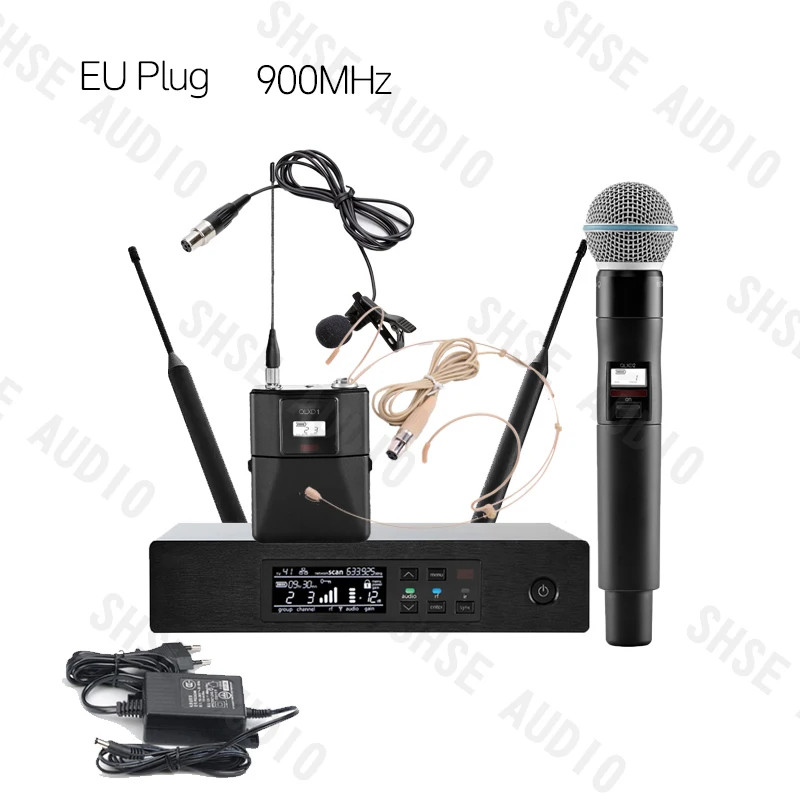 Qlxd B58 Headband Lavalier Professional Wireless Microphone Set Stable Transmiss