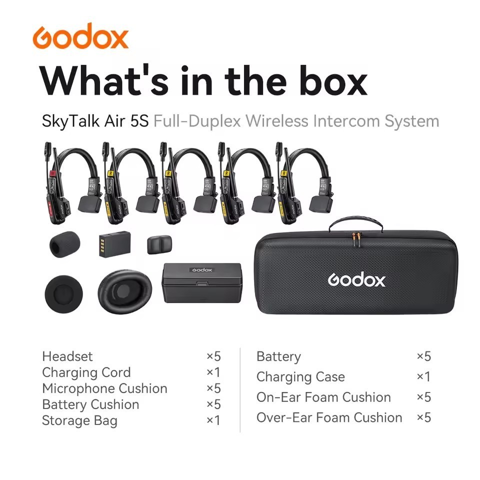 Godox SkyTalk Air 3S 4S 5S 2.4GHz Full-Duplex Wireless Intercom Headset System