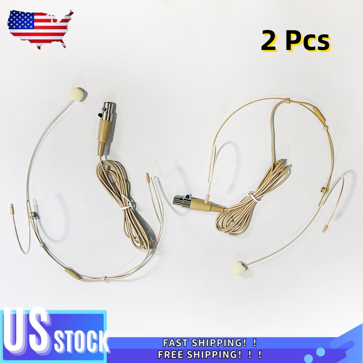 2x Headset Mic Headworn Microphone Mini XLR 4 Pin TA4F For Shure Wireless System