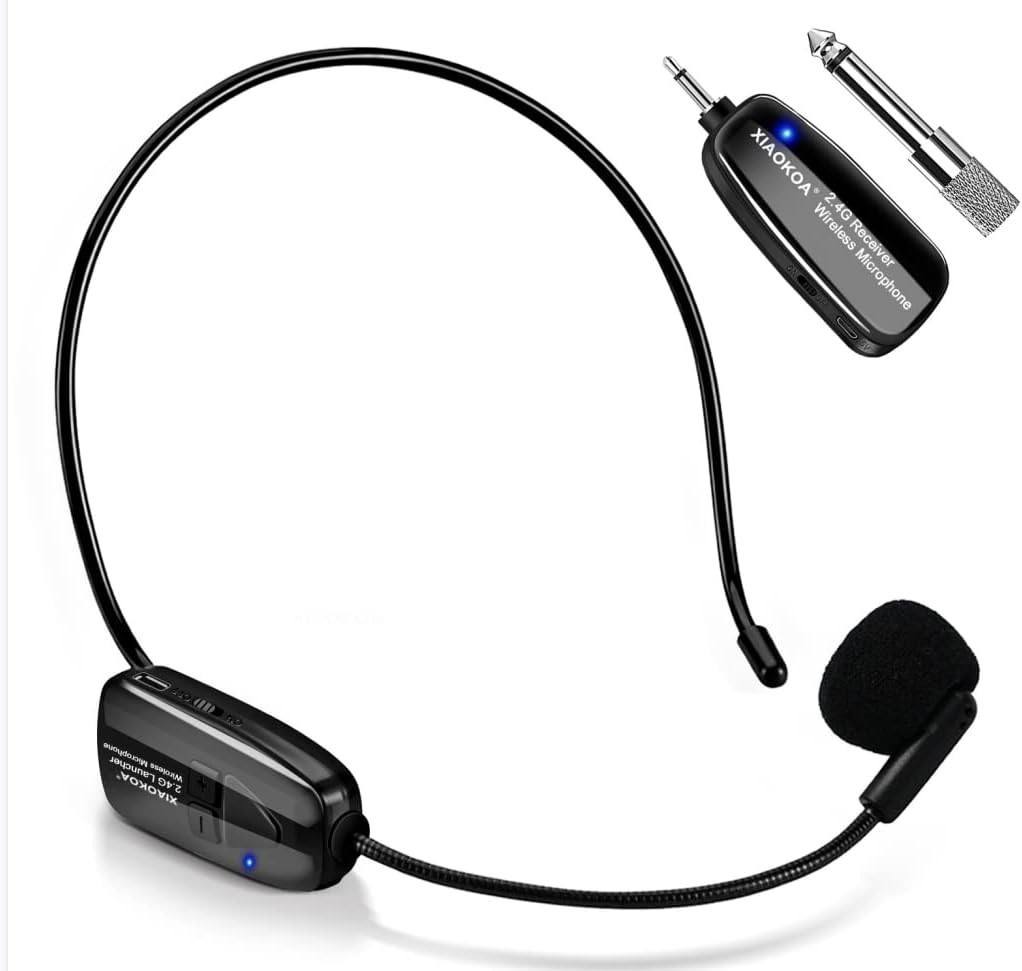 Omnidirectional Wireless Microphone with Adjustable Headband – 165ft Range